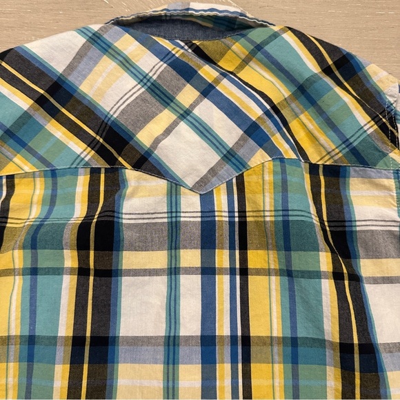 Levi's Blue and Yellow Plaid Button Down Shirt - Picture 6 of 6